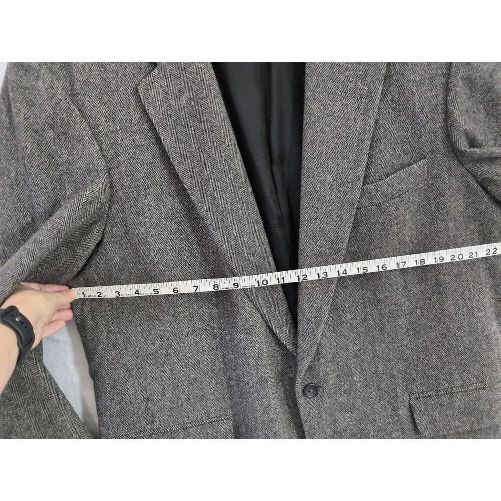 Robert Stock Sport‎ Coat Mens 46L Charcoal Gray Camel Hair Blend Herringbone